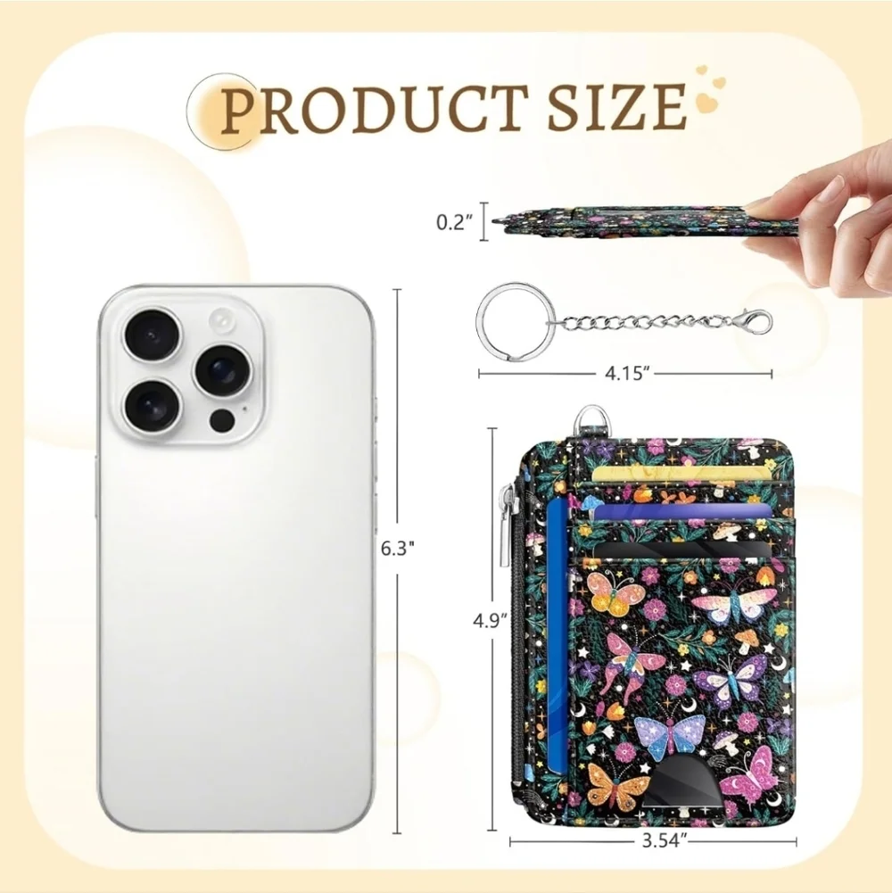 Floral Butterfly Phone Wallet Case - Black